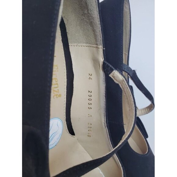 Vittorio D' Firenze Black Suede Bow with Rhinestone Charm Stilettos Platform - Picture 7 of 9